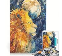 Teenagers Puzzles 1000 Piece Jigsaws Lions Moonlit Dream Impossible Game Interesting Stress Reduction for Is Ideal As A Gift 38x52cm