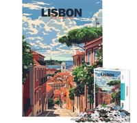Teenagers Puzzles 1000 Piece Jigsaws Lisbon Street View Jigsaws for Adults Relaxing Games Precision Cutting Help The Brain Exercise (Size 38x26cm)