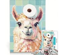Teenagers Puzzles 1000 Piece Jigsaws Llama with Toilet Paper on Head Impossible Game Interesting Stress Reduction for Is Ideal As A Gift 50x75cm