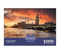 Teenagers Puzzles 1000 Piece Jigsaws London Big Ben Sunset Jigsaw Puzzle Fun Games Birthday Present Deal As Gifts for The Whole Family 52x38cm/1000pcs