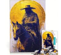 Teenagers Puzzles 1000 Piece Jigsaws Lone Rider in Gold Impossible Game Interesting Stress Reduction for Is Ideal As A Gift 50x75cm