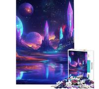 Teenagers Puzzles 1000 Piece Jigsaws Magical City in Space Puzzle for Adults Hands-on Game Difficult Challenge Deal As Gifts for The Whole Family (Size 38x26cm)