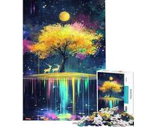 Teenagers Puzzles 1000 Piece Jigsaws Magical Tree And Deers Jigsaw Hands-on Game Birthday Present Deal As Gifts for The Whole Family (Size 38x52cm)