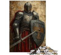 Teenagers Puzzles 1000 Piece Jigsaws Medieval Knight in Armor Practical Game Hand Speed Race Educational Toy Great Gifts for Gaming Size 38x52cm
