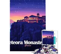 Teenagers Puzzles 1000 Piece Jigsaws Meteora Monasteries, Greece, Night Landscape for Educational Game Toys Educational Games Gifts Birthday Family Activities (Size 38x26cm)
