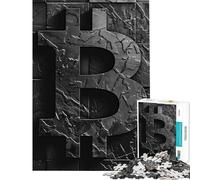 Teenagers Puzzles 1000 Piece Jigsaws Monochrome Bitcoin Logo Jigsaws for Adults Relaxing Games Precision Cutting Help The Brain Exercise (Size 38x52cm)