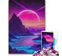 Teenagers Puzzles 1000 Piece Jigsaws Moon Landscape Magic Retro Tough Challenge Gift Birthday for 14+ Puzzle Game Offered 38x26cm