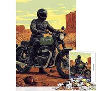 Teenagers Puzzles 1000 Piece Jigsaws Motorcycle in Desert Landscape Educational Games Learning Educational Educational Toy Deal As Gifts for The Whole Family (38X26CM)