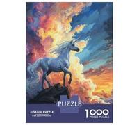 Teenagers Puzzles 1000 Piece Jigsaws Mystical Unicorn Sunset Puzzles for Adults Brain Teaser Game Wall Decoration Stress Reduction Gifts 38x26cm/1000pcs