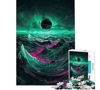 Teenagers Puzzles 1000 Piece Jigsaws Neon Wave Planet Jigsaws for Adults Relaxing Games Precision Cutting Help The Brain Exercise (Size 38x52cm)