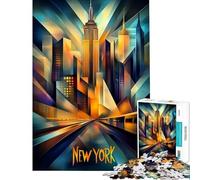 Teenagers Puzzles 1000 Piece Jigsaws New York Dynamic Cubism Help The Brain Exercise For Family Fun DIY Toys for And from 14 Years And over (50x75cm)