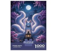 Teenagers Puzzles 1000 Piece Jigsaws Nine-tailed Fox in Moonlight Garden Jigsaw for Adults Anti-Stress Toys Birthday Present Help The Brain Exercise 70x50cm/1000pcs