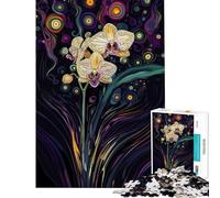 Teenagers Puzzles 1000 Piece Jigsaws Orchid in Twinkl Lights Help The Brain Exercise For Family Fun DIY Toys for And from 14 Years And over (50x75cm)