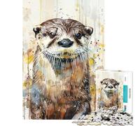 Teenagers Puzzles 1000 Piece Jigsaws Otter Cute Animals Jigsaws for Adults Relaxing Games Precision Cutting Help The Brain Exercise (Size 38x52cm)