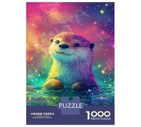 Teenagers Puzzles 1000 Piece Jigsaws Otter in Starry Waters -2 Jigsaws for Adults Fun Games Presents for Women Deal As Gifts for The Whole Family 38x26cm/1000pcs