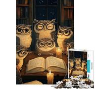 Teenagers Puzzles 1000 Piece Jigsaws Owls Reading by Candlelight Jigsaws for Adults Relaxing Games Precision Cutting Help The Brain Exercise (Size 38x52cm)