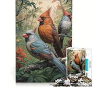 Teenagers Puzzles 1000 Piece Jigsaws Painted Northern Cardinal Birds Educational Games Enhance Memory Birthday Present Gifts 50x75cm