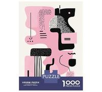 Teenagers Puzzles 1000 Piece Jigsaws Pink Abstract Minimalist Art - Modern Geometric Design Jigsaw Puzzle Fun Games Birthday Present Deal As Gifts for The Whole Family 70x50cm/1000pcs