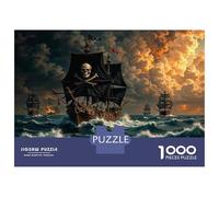 Teenagers Puzzles 1000 Piece Jigsaws Pirate Ship Adventure Jigsaw Puzzle Fun Games Birthday Present Deal As Gifts for The Whole Family 70x50cm/1000pcs