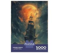 Teenagers Puzzles 1000 Piece Jigsaws Pirate Ship Adventures Puzzles for Adults Brain Teaser Game Wall Decoration Stress Reduction Gifts 38x26cm/1000pcs