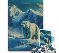 Teenagers Puzzles 1000 Piece Jigsaws Polar Bear in Svalbard Tough Challenge Gift Birthday for 14+ Puzzle Game Offered 38x52cm