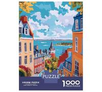 Teenagers Puzzles 1000 Piece Jigsaws Quebec City Landscape Puzzles for Adults Brain Teaser Game Wall Decoration Stress Reduction Gifts 70x50cm/1000pcs
