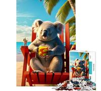 Teenagers Puzzles 1000 Piece Jigsaws Raccoon Healing The Beach Puzzle for Adults Hands-on Game Difficult Challenge Deal As Gifts for The Whole Family (Size 50x75cm)