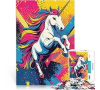 teenagers Puzzles 1000 Piece Jigsaws Rainbow Unicorn Pop Art Für Familienspaß Geeignet für die Schreibtischdekoration75x50cm