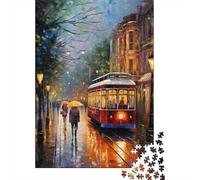 Teenagers Puzzles 1000 Piece Jigsaws Rainy City Street Scene-2 Puzzles for Adults Brain Teaser Game Wall Decoration Stress Reduction Gifts 70x50cm/1000pcs