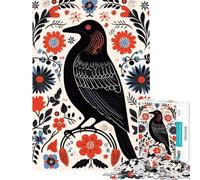 Teenagers Puzzles 1000 Piece Jigsaws Raven Scandinavian Folk Jigsaw Hands-on Game Birthday Present Deal As Gifts for The Whole Family (Size 38x26cm)