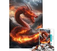 Teenagers Puzzles 1000 Piece Jigsaws Red Dragon Challenging To Complete Learning Educational Family Games for And from 14 Years And over (38x52cm)