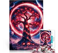 teenagers Puzzles 1000 Piece Jigsaws Red Fantasy Space Tree Mustermontage Wanddekoration Einzigartige Geburtstags- und Weihnachtsgeschenke75x50cm