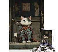 Teenagers Puzzles 1000 Piece Jigsaws Samurai Cat Toy Wall Decor Art Work Gift Educational Games Help The Brain Exercise size 38x26cm