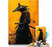 teenagers Puzzles 1000 Piece Jigsaws Samurai yellow silhouette Quizspiel Wanddekoration Einzigartige Geburtstags- und Weihnachtsgeschenke38x26cm