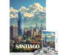 Teenagers Puzzles 1000 Piece Jigsaws Santiago, Chile Cityscape Educational Games For Family Fun Anti-Stress Toys Deal As Gifts for The Whole Family (38X52CM)