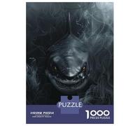 Teenagers Puzzles 1000 Piece Jigsaws Shark in Black Smoke Jigsaw Relaxing Games Analysis And Logic Deal As Gifts for The Whole Family 52x38cm/1000pcs