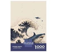 Teenagers Puzzles 1000 Piece Jigsaws Shark in Japan Great Wave Jigsaws for Adults Fun Games Presents for Women Deal As Gifts for The Whole Family 52x38cm/1000pcs