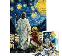 Teenagers Puzzles 1000 Piece Jigsaws Shepherd Child Starry Night Adult Jigsaw Hands-on Game Wall Decoration Deal As Gifts for The Whole Family (Size 38x52cm)