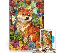 teenagers Puzzles 1000 Piece Jigsaws Shiba Inu Stained Glass Hands-on-Spiel denn eignet sich ideal als Geschenk für die ganze Familie75x50cm