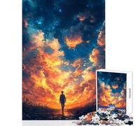 Teenagers Puzzles 1000 Piece Jigsaws Silhouette Under Starry Sky Toy Wall Decor Art Work Gift Educational Games Help The Brain Exercise size 38x26cm
