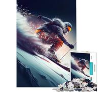 Teenagers Puzzles 1000 Piece Jigsaws Ski Vintage Skiing Challenging To Complete Learning Educational Family Games for And from 14 Years And over (38x26cm)