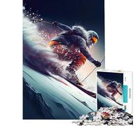 Teenagers Puzzles 1000 Piece Jigsaws Ski Vintage Skiing Challenging To Complete Learning Educational Family Games for And from 14 Years And over (50x75cm)