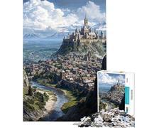 Teenagers Puzzles 1000 Piece Jigsaws Skyward Mountain Citadel Jigsaw Puzzle Brain Teaser Game Hand Speed Race Help The Brain Exercise (Size 38x26cm)
