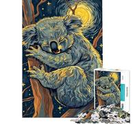 Teenagers Puzzles 1000 Piece Jigsaws Sleeping Koala in Starry Night Adult Puzzles Hands-on Game Presents for Women Deal As Gifts for The Whole Family (Size 50x75cm)