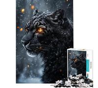 Teenagers Puzzles 1000 Piece Jigsaws Snow Leopard's Gaze Jigsaw Puzzle Brain Teaser Game Hand Speed Race Help The Brain Exercise (Size 38x26cm)