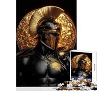 Teenagers Puzzles 1000 Piece Jigsaws Spartan Warrior in Gold Educational Games Learning Educational Educational Toy Deal As Gifts for The Whole Family (38X26CM)