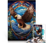 teenagers Puzzles 1000 Piece Jigsaws Stained Glass Bald Eagle Lernspielzeug Einzigartige Geburtstags- und Geschenkideen38x26cm