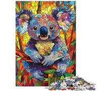 Teenagers Puzzles 1000 Piece Jigsaws Stained Glass Koala Art Practical Game Hand Speed Race Educational Toy Great Gifts for Gaming Size 75x50cm