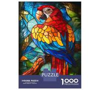 Teenagers Puzzles 1000 Piece Jigsaws Stained Glass Parrot Art-6 Jigsaw Puzzle Fun Games Birthday Present Deal As Gifts for The Whole Family 52x38cm/1000pcs