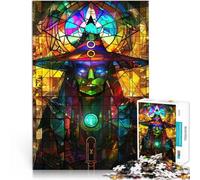 teenagers Puzzles 1000 Piece Jigsaws Stained Glass Witch Herausfordernd Schwierig einzigartiges Herausforderungsspiel38x26cm